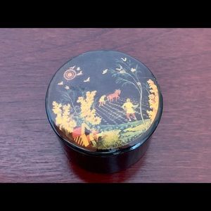Vintage Wood Lacquer Jewelry Box